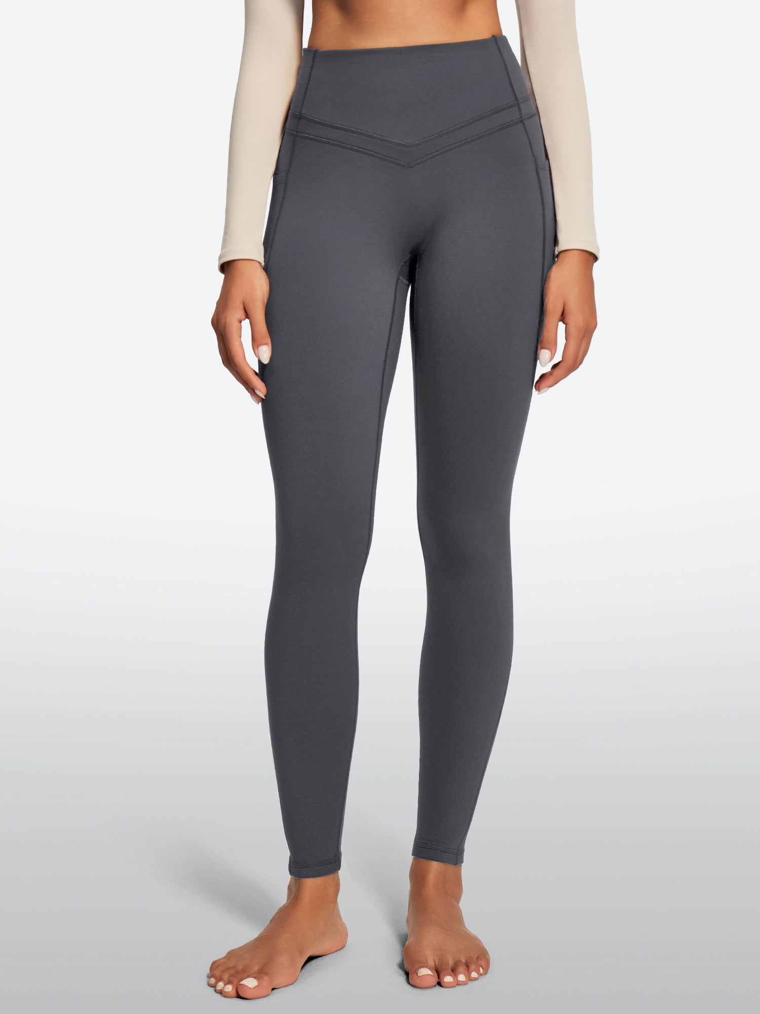 IUGA Heatlab® Sandwich Waistband Fleece Lined No Front Seam Leggings | Affordable Yoga Leggings & Activewear by IUGA