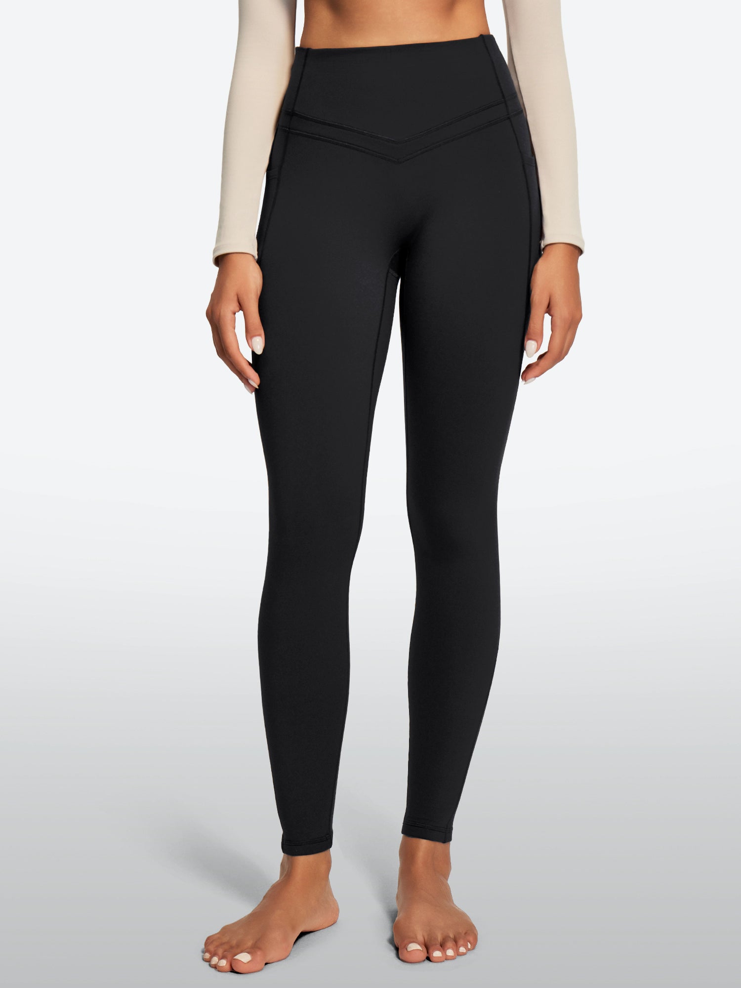 IUGA Heatlab® Sandwich Waistband Fleece Lined No Front Seam Leggings | Affordable Yoga Leggings & Activewear by IUGA