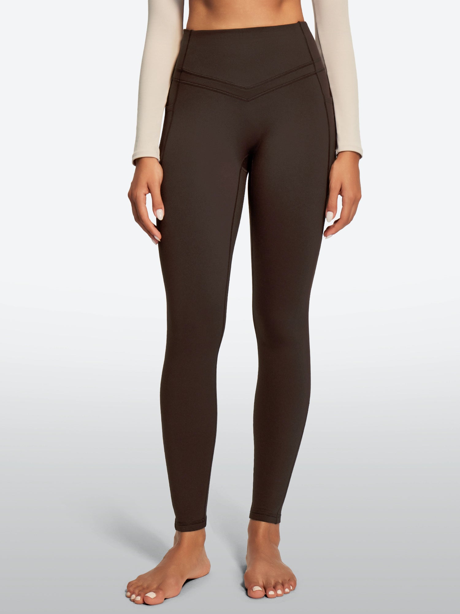 IUGA Heatlab® Sandwich Waistband Fleece Lined No Front Seam Leggings | Affordable Yoga Leggings & Activewear by IUGA