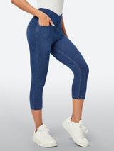 IUGA FlexDenim™ Stretchy Pull On Capri Jeans With Pockets - IUGA