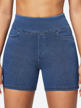 IUGA FlexDenim™ Stretchy High Waisted Pull On Jean Shorts With Pockets - IUGA