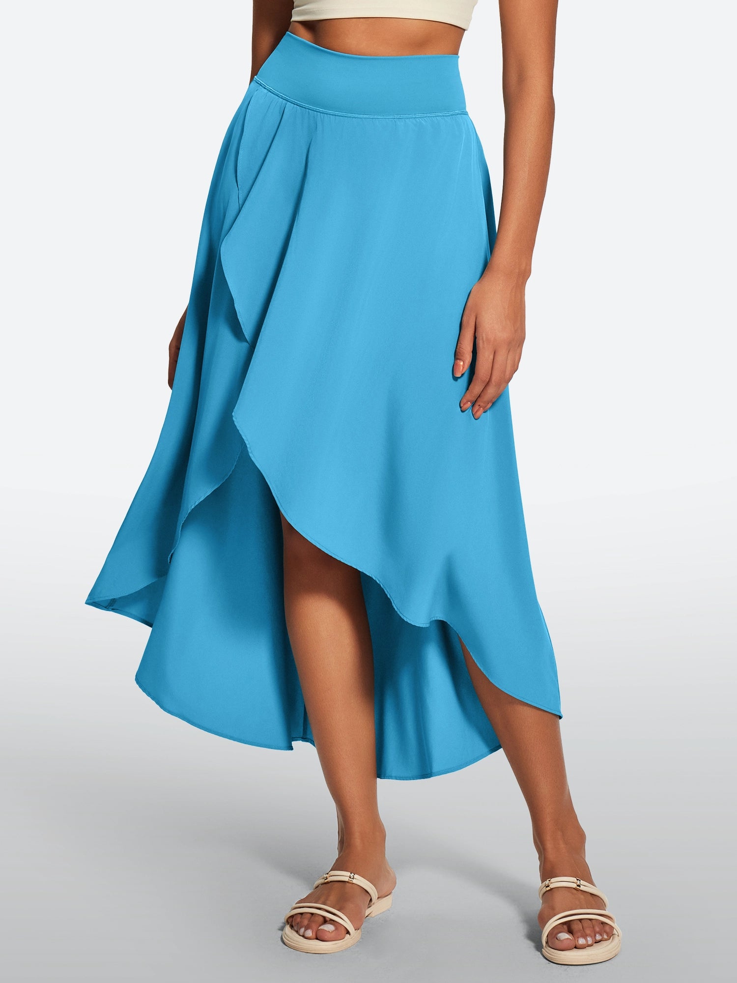 IUGA High Waist Flowy Skirts With Shorts - IUGA