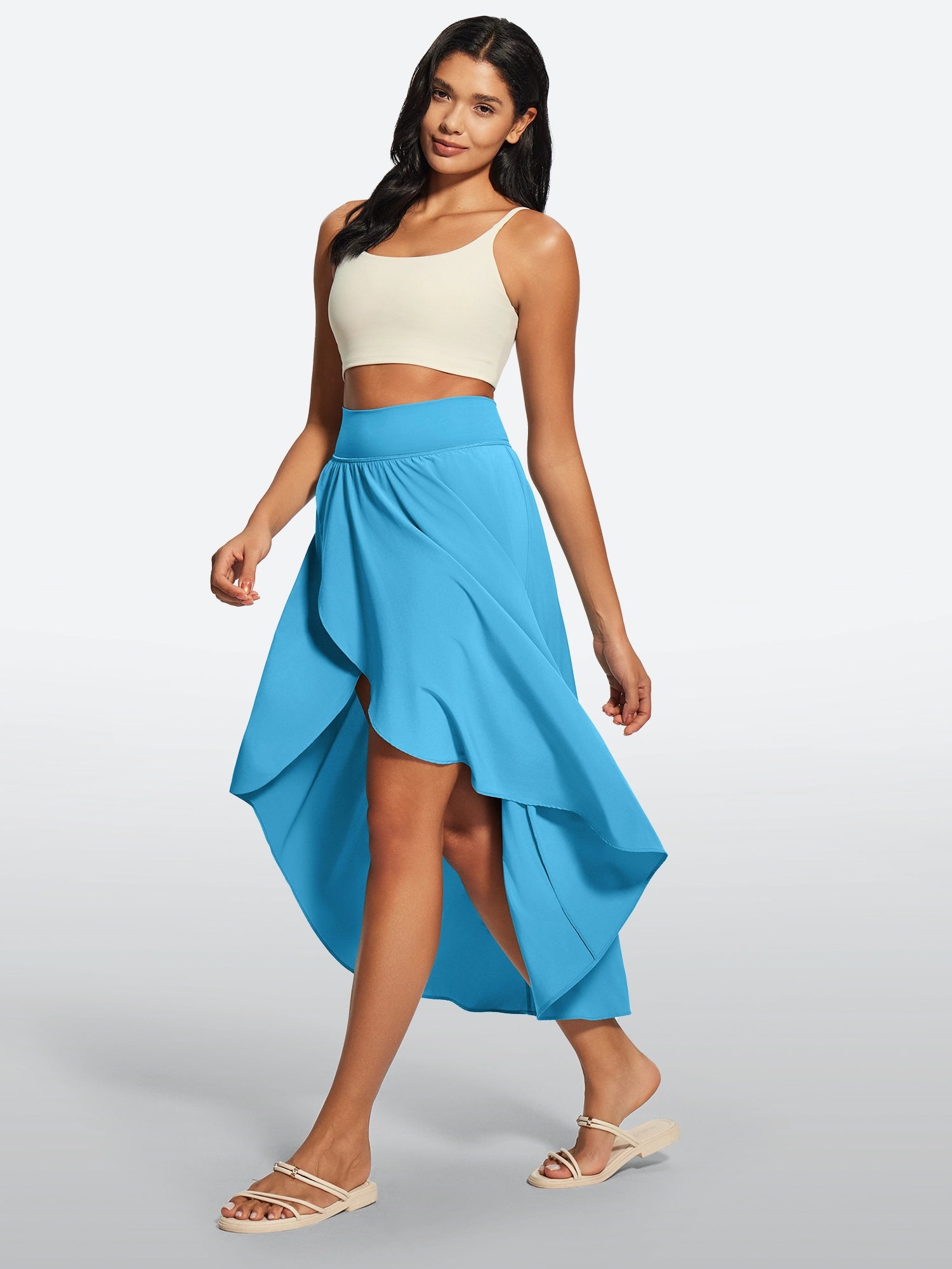 IUGA High Waist Flowy Skirts With Shorts - IUGA