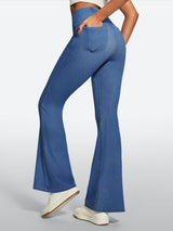 IUGA FlexDenim® High Waist Crossover Flare Jeans for Women With Pockets - IUGA