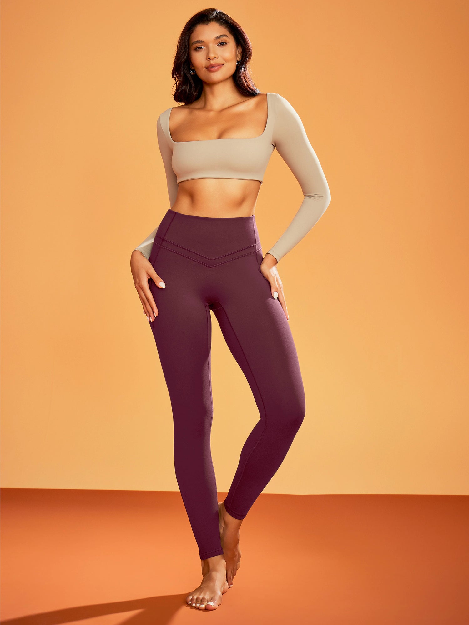 IUGA Heatlab® Sandwich Waistband Fleece Lined No Front Seam Leggings | Affordable Yoga Leggings & Activewear by IUGA