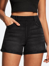 IUGA High Waisted Stretchy Tummy Control Pull On Jean Shorts - IUGA