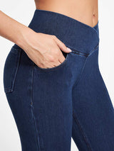 FlexDenim High Waist Crossover Flare Jeans for Women With Pockets - IUGA