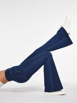 FlexDenim High Waist Crossover Flare Jeans for Women With Pockets - IUGA