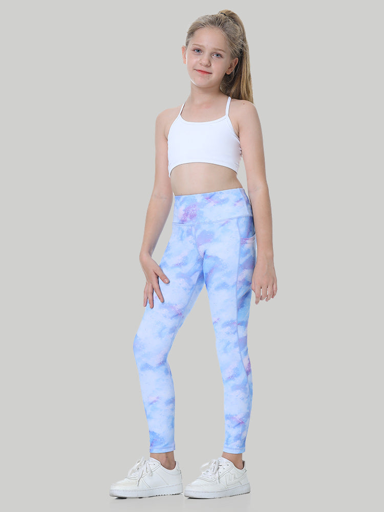 IUGA Girl's Athletic Leggings With Pockets - Starry / M