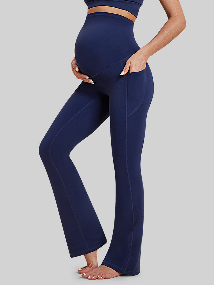 IUGA HeatLAB™ Fleece Lined Bootcut Maternity Pants with Pockets - Navy Blue  / S