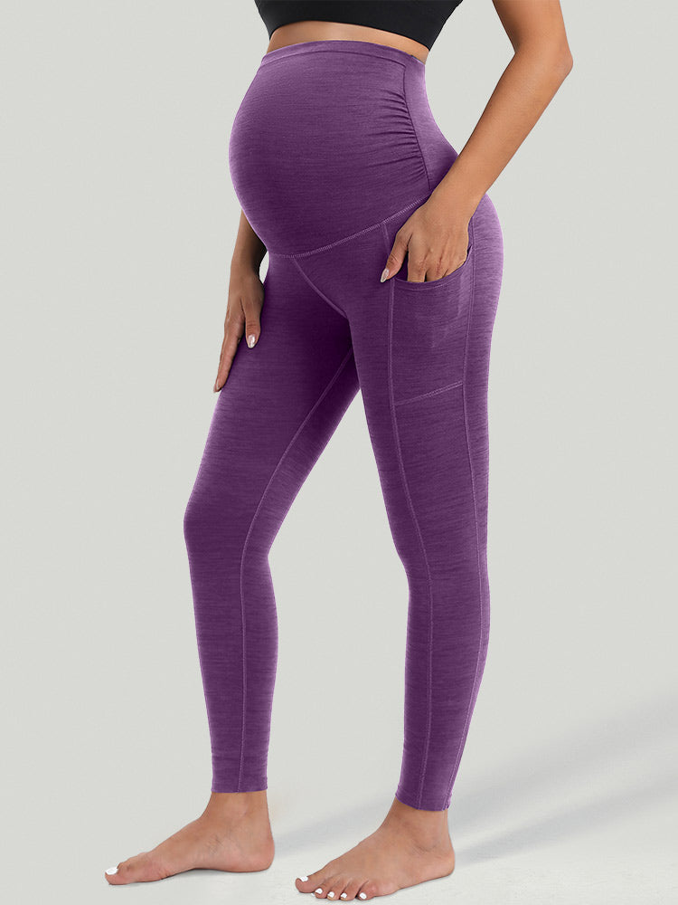 IUGA Supcream Buttery-soft Maternity Legging With Pockets-Purple - Purple /  L