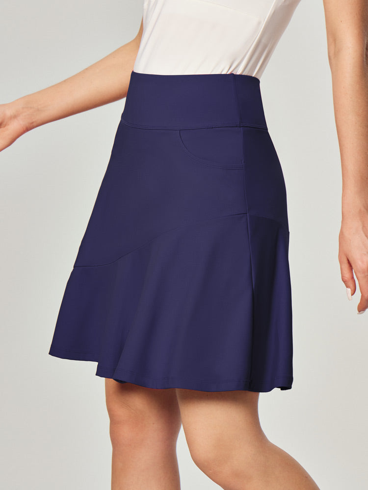 IUGA 20" Knee Length Skirts with Pockets navy blue