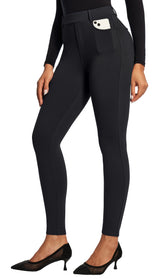 IUGA Fleece Lined Pull On High Waisted Dress Pants With Pockets - IUGA