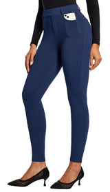 IUGA Fleece Lined Pull On High Waisted Dress Pants With Pockets - IUGA