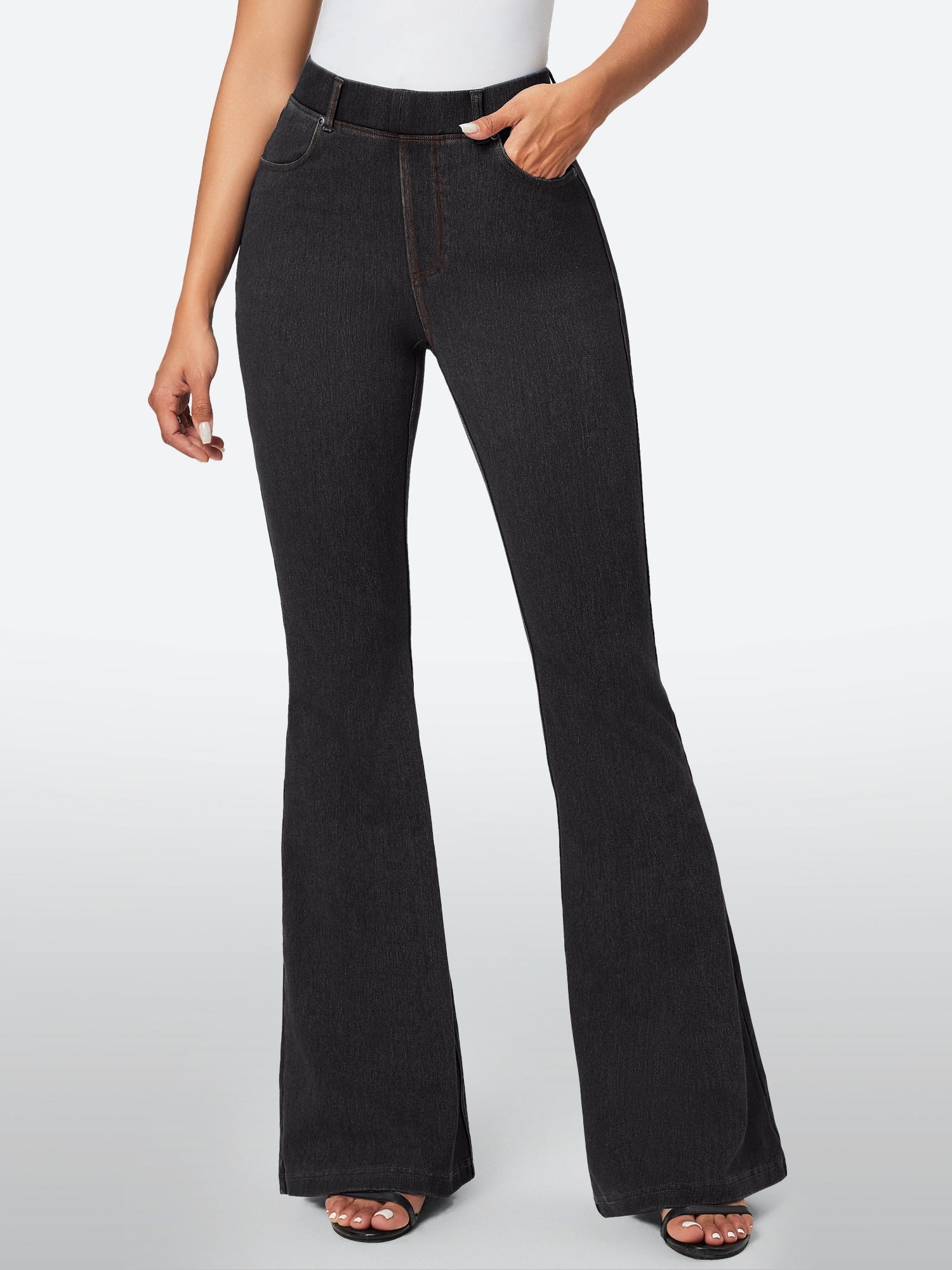 IUGA FlexDenim™ High Waisted Stretchy Pull On Flare Jeans - IUGA