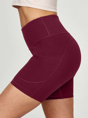 IUGA 6" High Waist Biker Shorts With Pockets wine