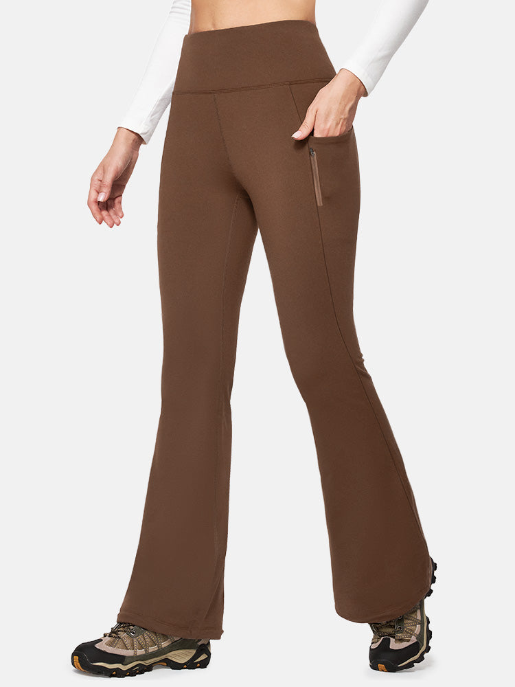 IUGA HeatLAB™ Water Resistant Fleece Lined Flare Pants With Pockets -  Chestnut Brown / XS