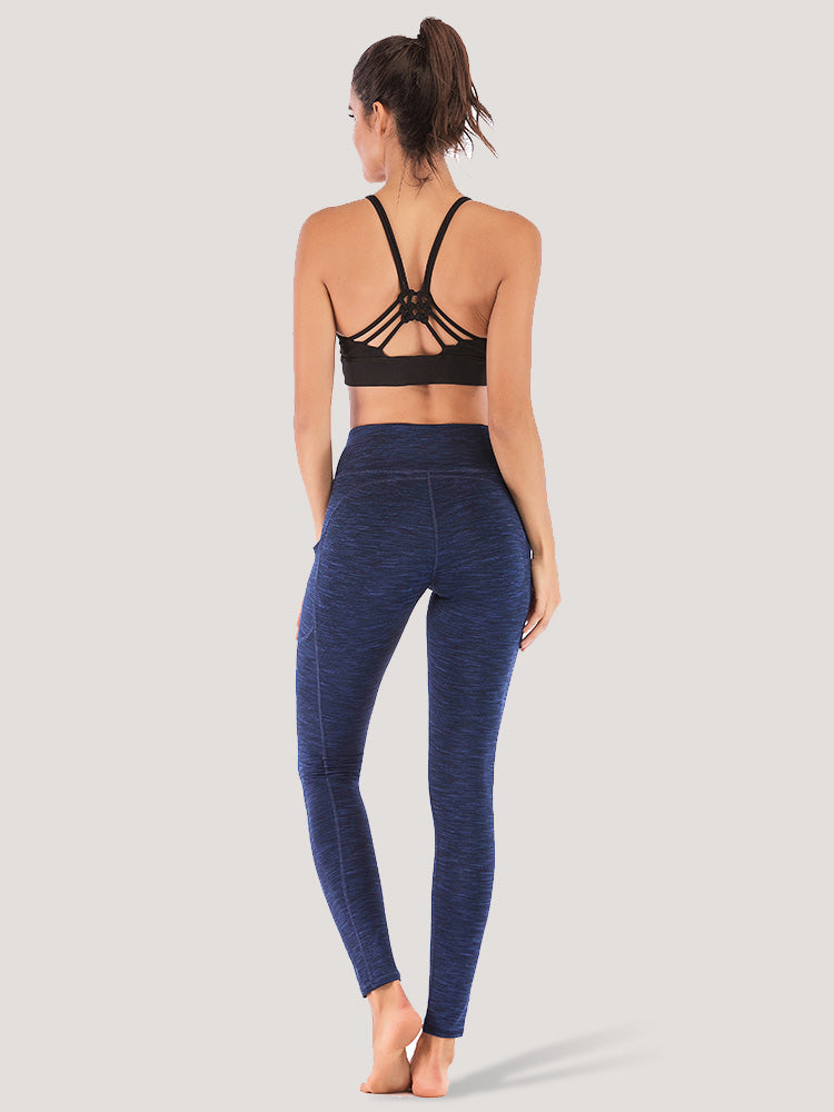 IUGA High Waist Space Dye Leggings With Pockets space dye navy