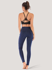 IUGA High Waist Space Dye Leggings With Pockets space dye navy