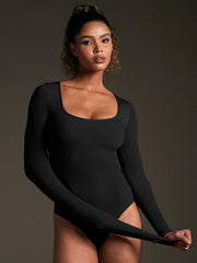 IUGA BUTTERLAB™ Long Sleeve Square Neck Bodysuits for Women