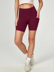 IUGA 6" High Waist Biker Shorts With Pockets wine