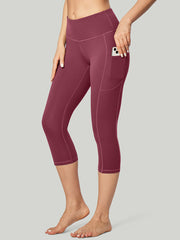 IUGA Women's High Waisted Yoga Capris With Pockets wine