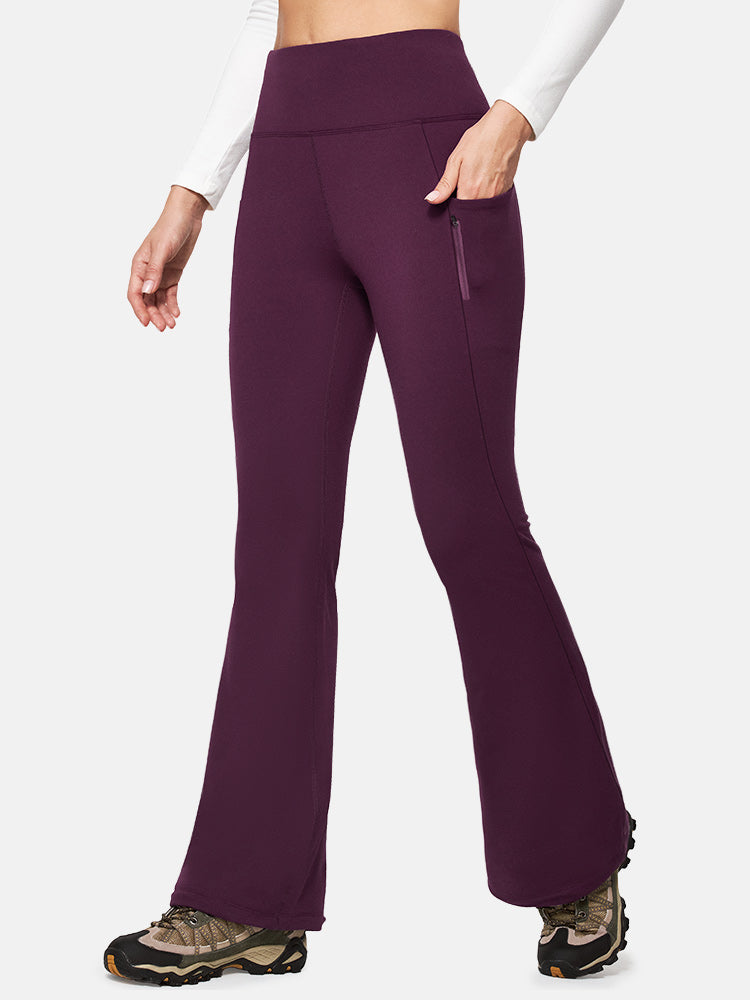IUGA HeatLAB™ Water Resistant Fleece Lined Flare Pants With Pockets - Dark  Purple / XS