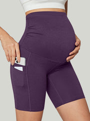 IUGA Maternity Shorts Over The Belly With Pockets-Purple