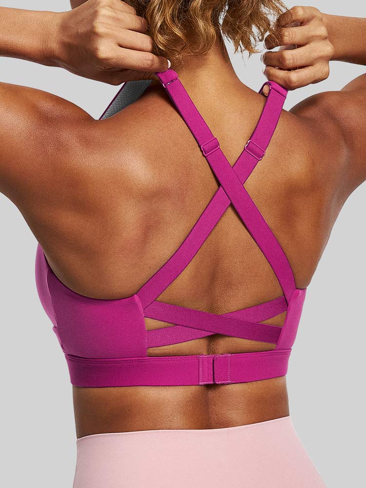 IUGA High Impact Criss-Cross Back Sports Bras - Rose Pink / S