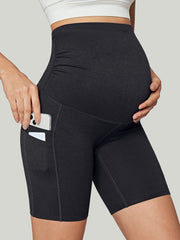 IUGA Maternity Shorts Over The Belly With Pockets-Charcoal