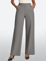 IUGA High Waisted Stretchy Wide Leg Pull On Work Pants With Pockets