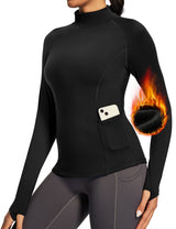 IUGA Turtleneck Long Sleeve Fleece Lined Thermal Shirts With Pockets - IUGA