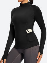 IUGA Turtleneck Long Sleeve Fleece Lined Thermal Shirts With Pockets