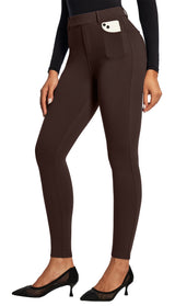 IUGA Fleece Lined Pull On High Waisted Dress Pants With Pockets - IUGA