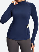 IUGA Turtleneck Long Sleeve Fleece Lined Thermal Shirts With Pockets