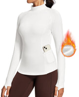 IUGA Turtleneck Long Sleeve Fleece Lined Thermal Shirts With Pockets - IUGA