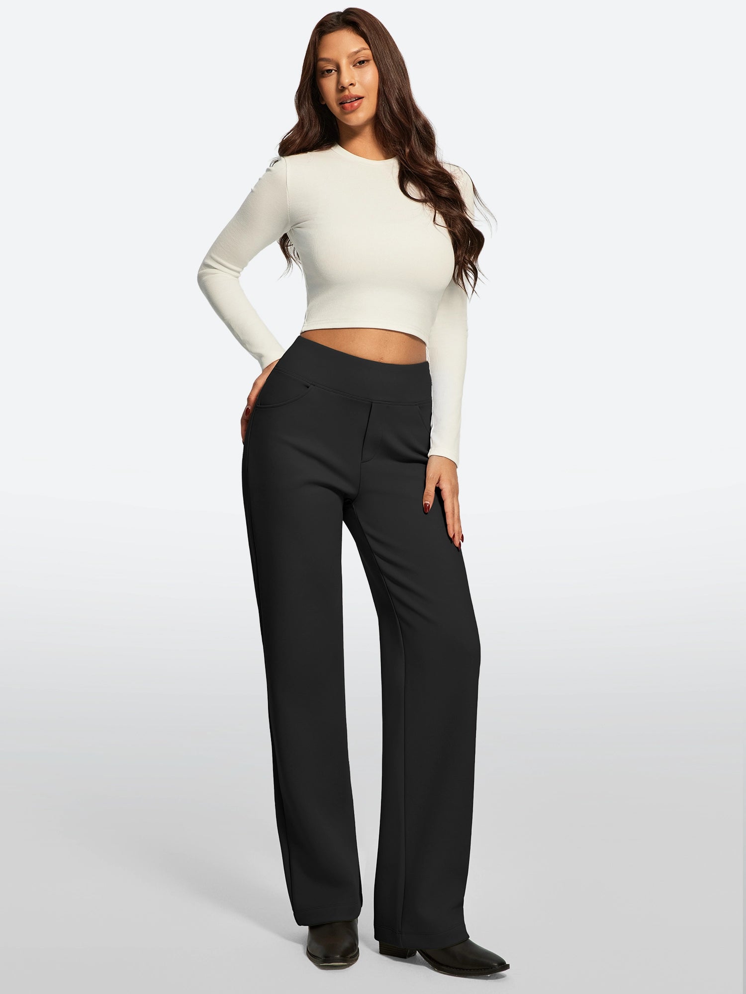 IUGA Fleece Lined Wide Leg Yoga Pants With Pockets | Affordable Yoga Leggings & Activewear by IUGA