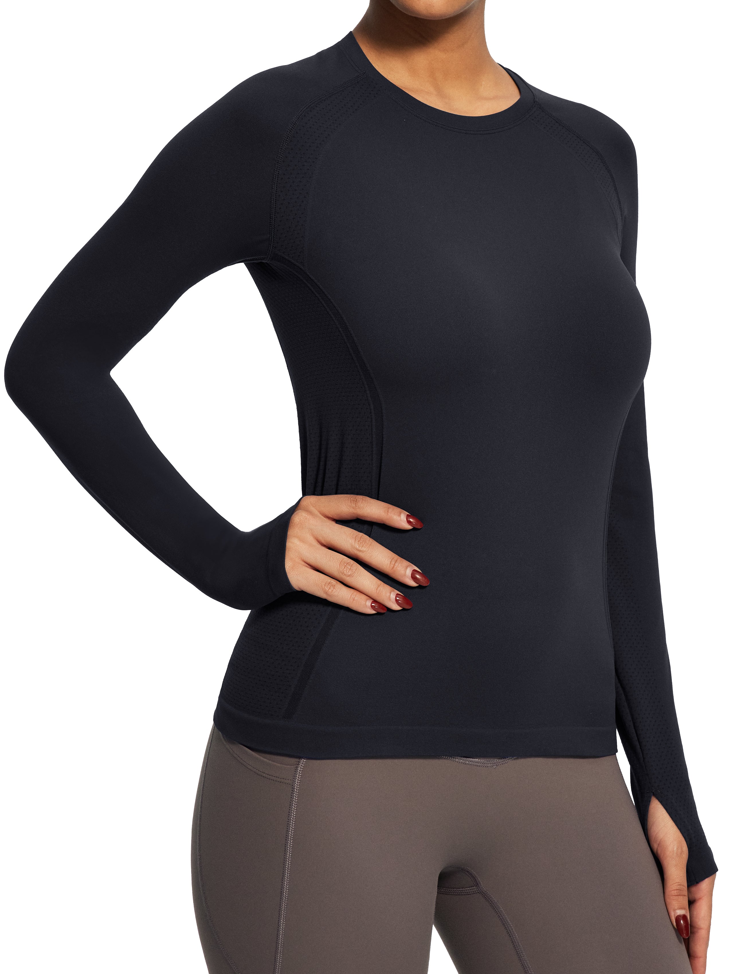 IUGA Long Sleeve Active Top Seamless Stretch Workout Shirt With Thumbholes | Affordable Yoga Leggings & Activewear by IUGA