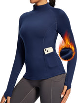 IUGA Turtleneck Long Sleeve Fleece Lined Thermal Shirts With Pockets - IUGA