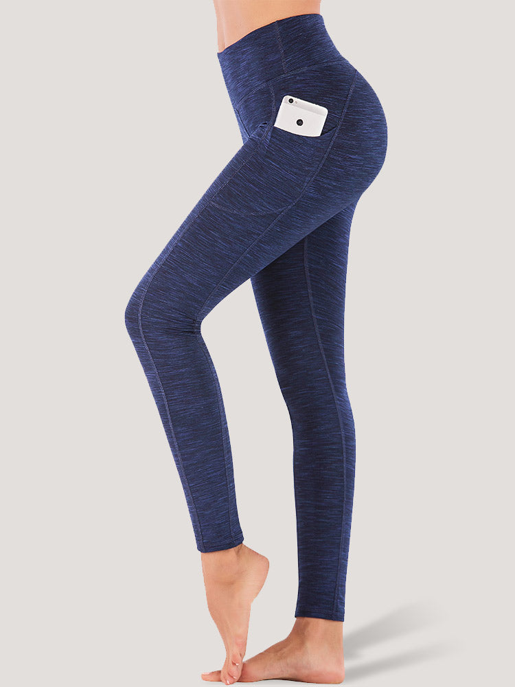 IUGA High Waist Space Dye Leggings With Pockets space dye navy
