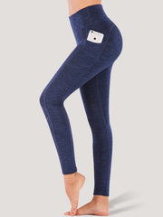 IUGA High Waist Space Dye Leggings With Pockets space dye navy