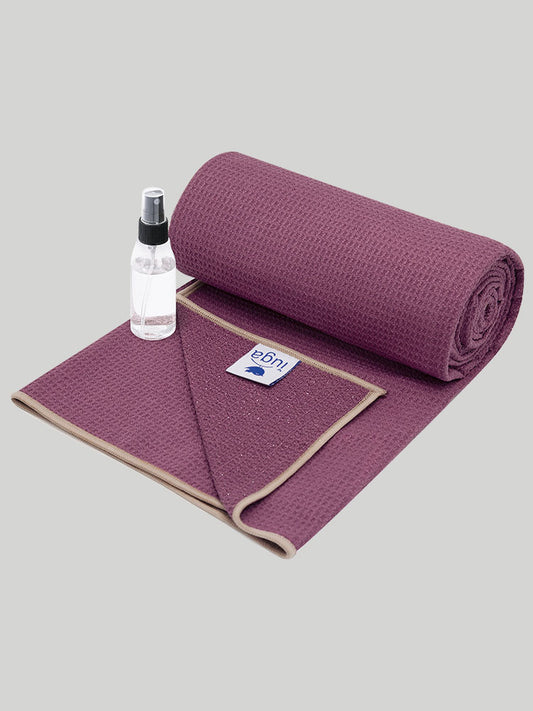 Eunzel Yoga Towel,Hot Yoga Mat Towel with Grip Dots Sweat Absorbent  Non-Slip for Hot Yoga, Pilates & Workout 24'' x72, Purple & Blue