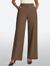 IUGA High Waisted Stretchy Wide Leg Pull On Work Pants With Pockets