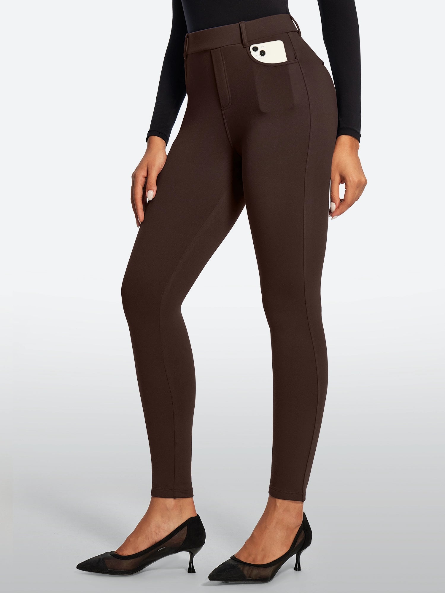 IUGA HeatLab® Fleece Lined Pull On High Waisted Dress Pants With Pockets