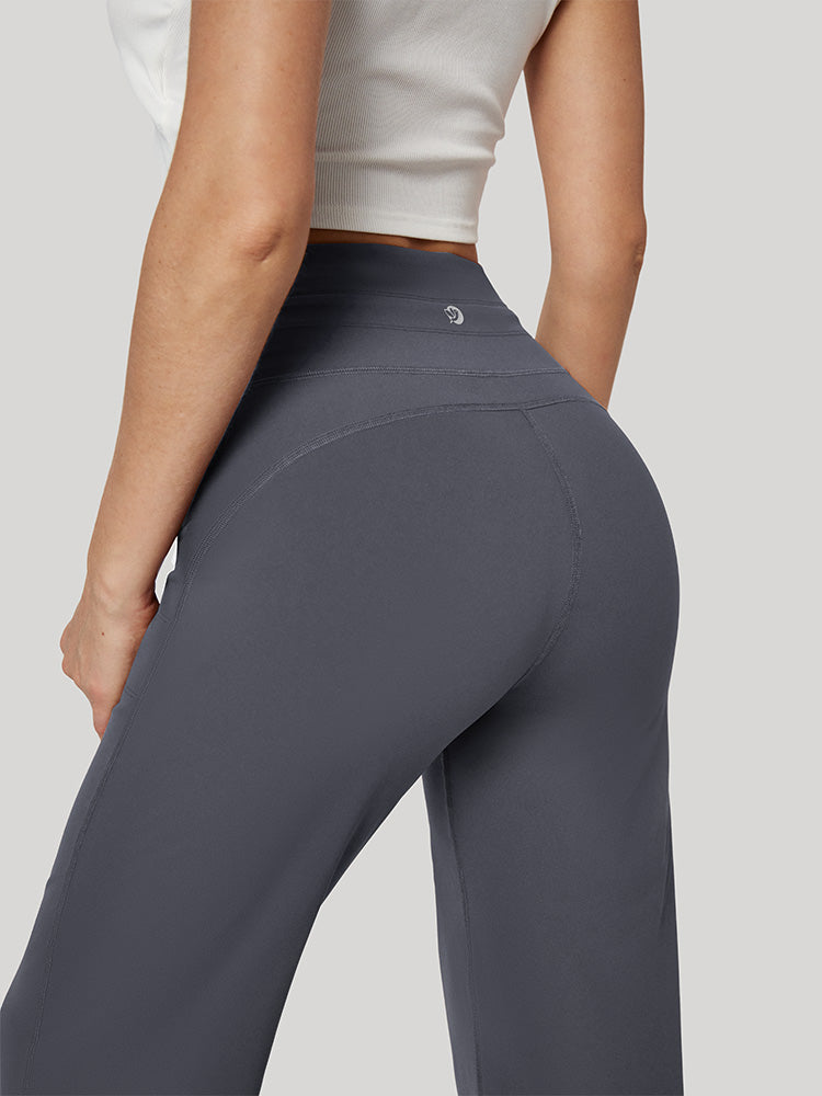 Amazon.com: ABYOVRT Women Flare Leggings Elastic Folded Waist Workout Yoga  Pants Casual Slim Fit Bell Bottom Bootcut Sweatpants (Black,XS) : Clothing,  Shoes & Jewelry