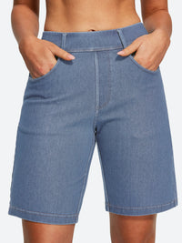 IUGA FlexDenim® Pull On High Waisted Knee Length Loose Fit Jean Shorts With Pockets