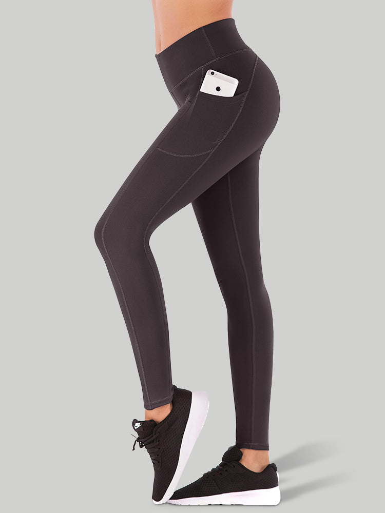 Heathyoga Black Yoga Pants w/Pockets Extra Soft Leggings Size