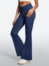 IUGA FlexDenim® High Waist Crossover Flare Jeans for Women With Pockets