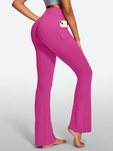 IUGA Sandwich No Front Seam Hidden Scrunch Butt Mini Flared Yoga Pants With Pockets
