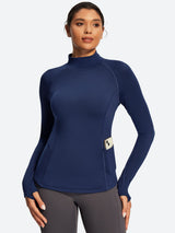 IUGA Turtleneck Long Sleeve Fleece Lined Thermal Shirts With Pockets
